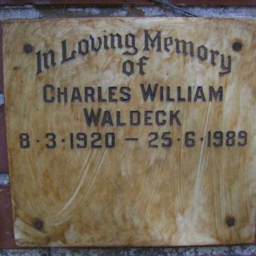 WALDECK Charles William 1920-1989
