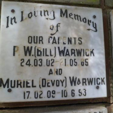 WARWICK P.W. 1902-1985 &amp; Muriel 1909-1993