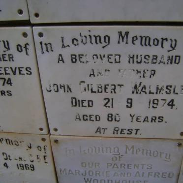 WALMSLEY John Gilbert -1974