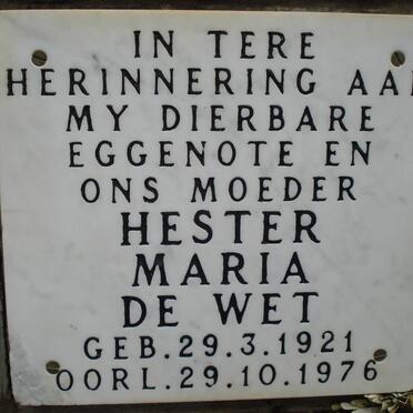 WET Hester Maria, de 1921-1976