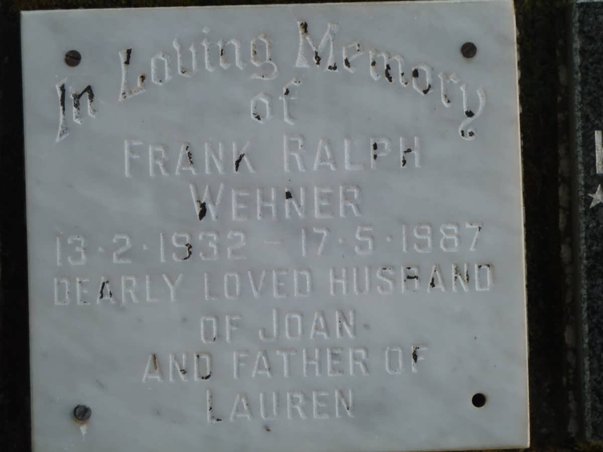 WEHNER Frank Ralph 1932-1987
