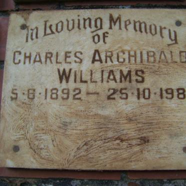 WILLIAMS Charles Archibald 1892-1981