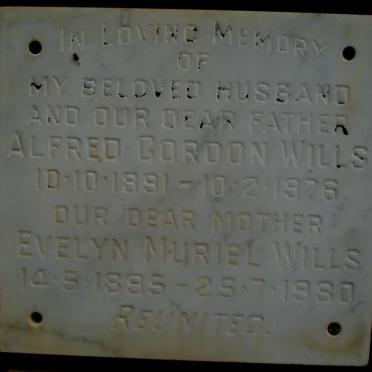 WILLS Alfred Gordon 1891-1976 &amp; Evelyn Muriel 1895-1980
