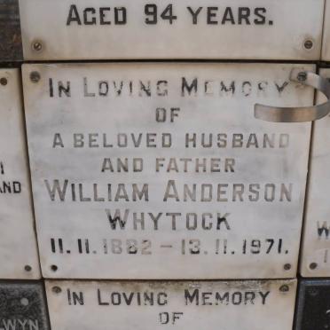 WHYTOCK William Anderson 1882-1971