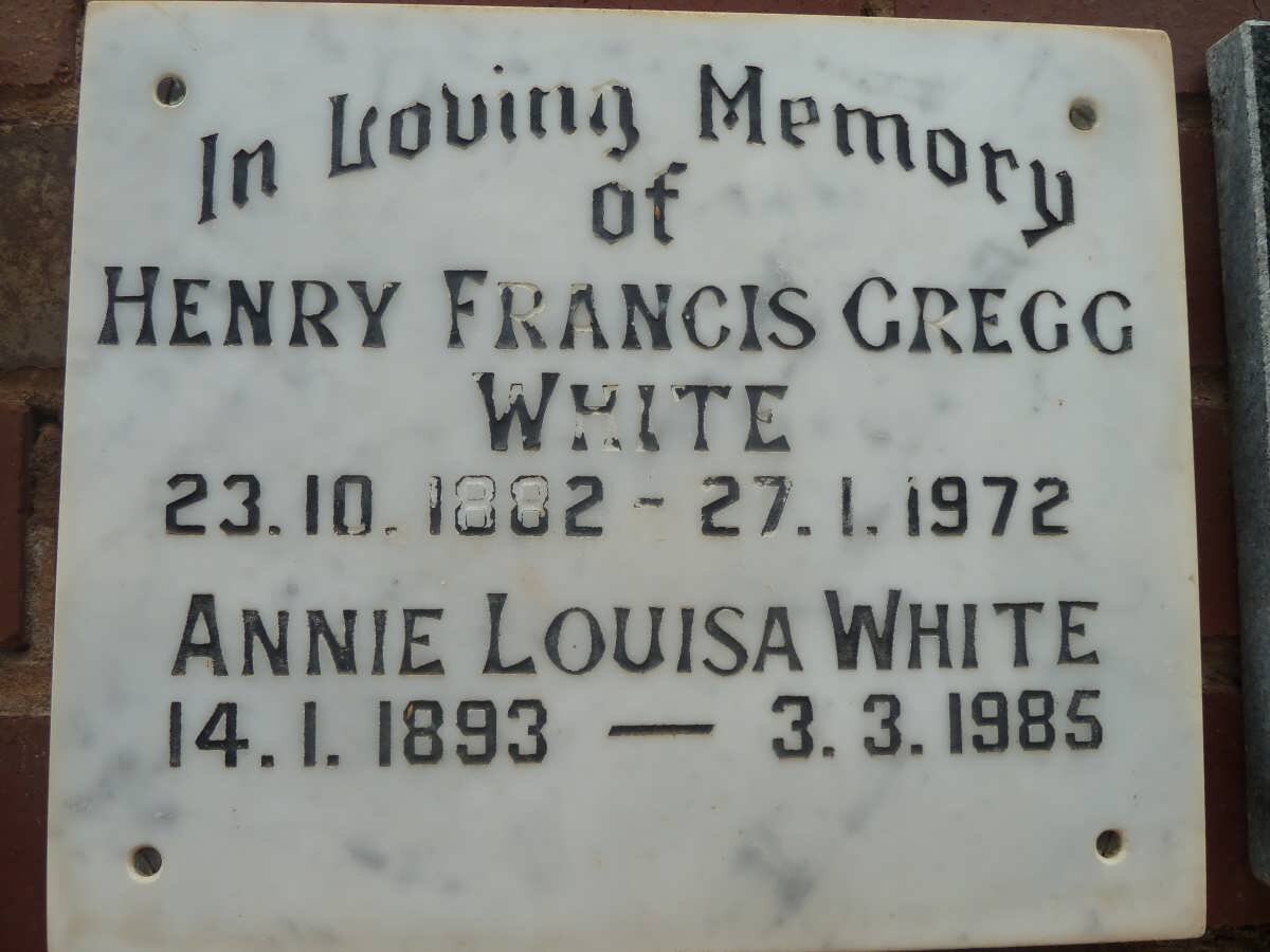 WHITE Henry Francis Gregg 1882-1972 &amp; Annie Louisa 1893-1985