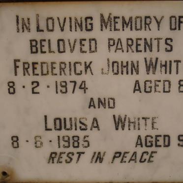 WHITE Frederick John -1974 &amp; Louisa -1985