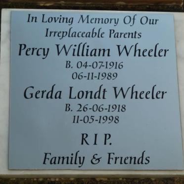 WHEELER Percy William 1916-1989 &amp; Gerda Londt 1918-1998