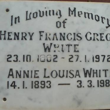 WHITE Henry Francis Gregg 1882-1972 &amp; Annie Louisa 1893-1985