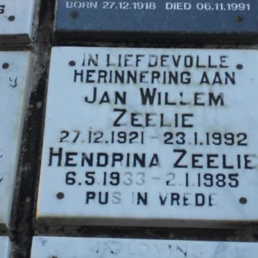 ZEELIE Jan Willem 1921-1992 &amp; Hendrina 1933-1985