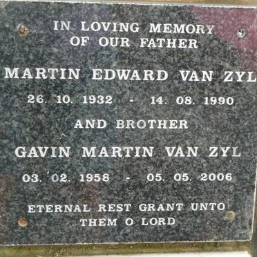 ZYL Martin Edward, van 1932-1990 :: VAN ZYL Gavin Martin 1958-2006