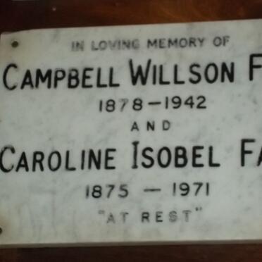 FAIR Campbell Willson 1878-1942 &amp; Caroline Isobel 1875-1971