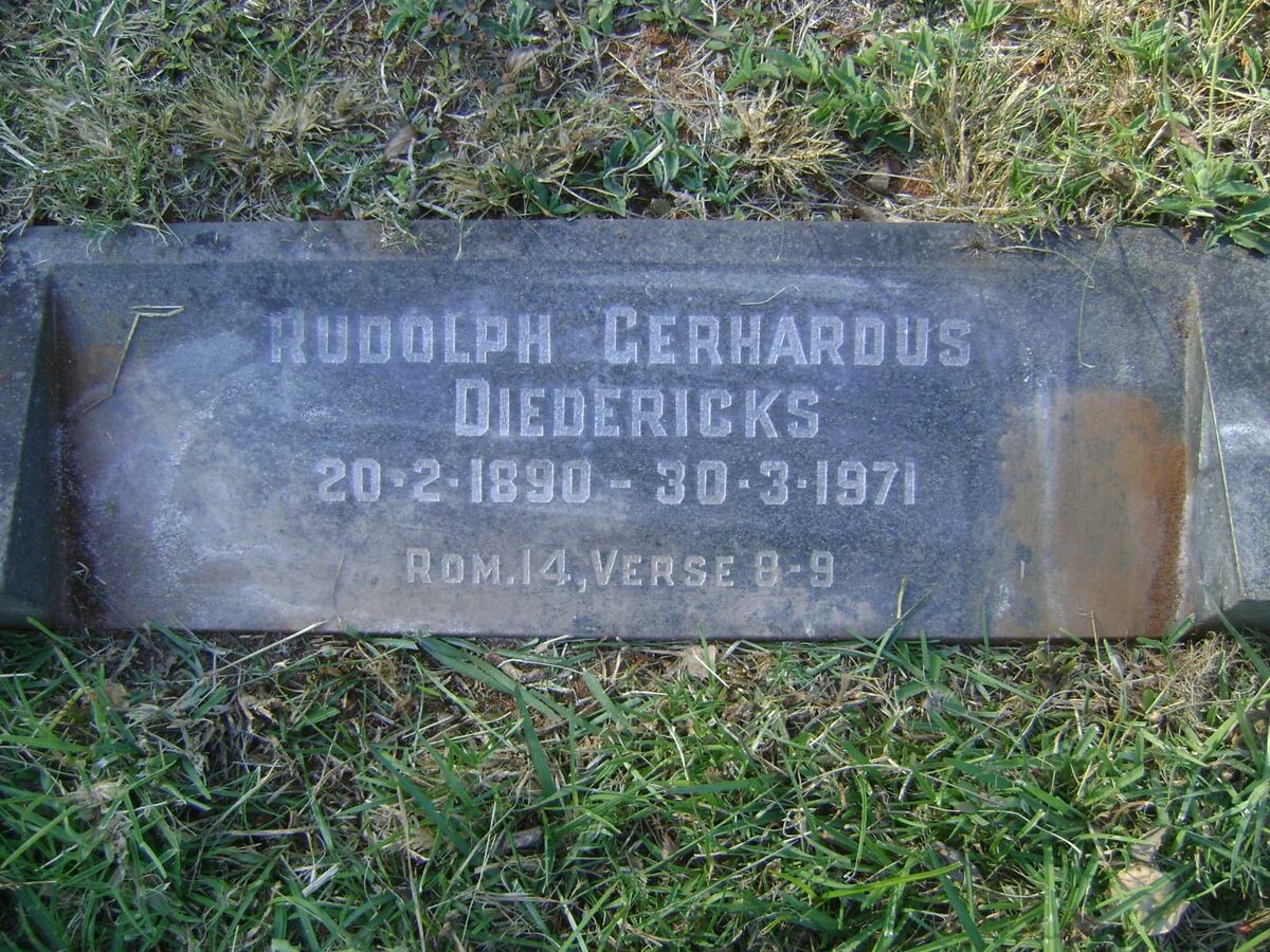 DIEDERICKS Rudolph Gerhardus 1890-1971