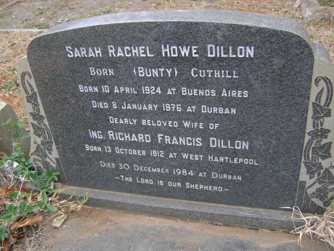 DILLON Richard Francis 1912-1984 &amp; Sarah Rachel Howe CUTHILL 1924-1976