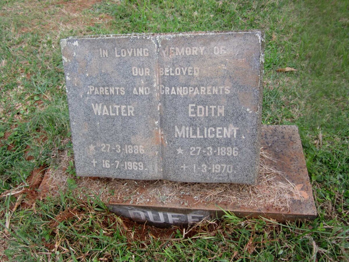 DUFF Walter 1886-1969 &amp; Edith Millicent 1896-1970