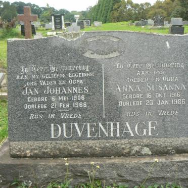 DUVENHAGE Jan Johannes 1906-1966 &amp; Anna Susanna 1916-1986