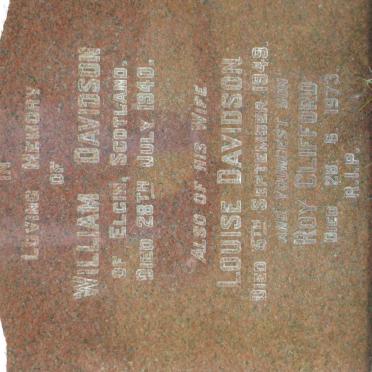 DAVIDSON William -1940 &amp; Louise -1949 :: DAVIDSON Roy Cliford -1973