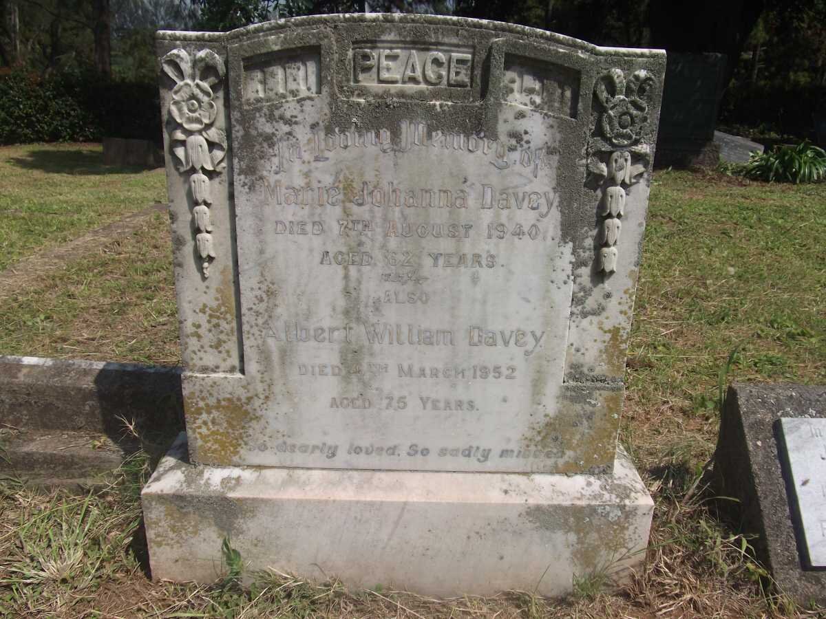 DAVEY Albert William -1952 &amp; Marie Johanna -1940