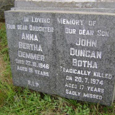 DEMMER Anna Bertha -1946 :: BOTHA John Duncan -1974