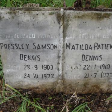 DENNIS Pressley Samson 1903-1972 &amp; Matilda Patience 1910-1973