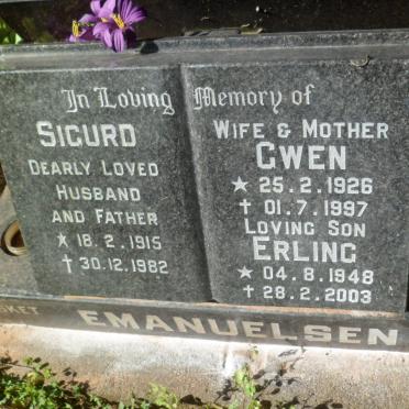 EMANUELSEN Sigurd 1915-1982 &amp; Gwen 1926-1997 :: EMANUELSEN Erling 1948-2003