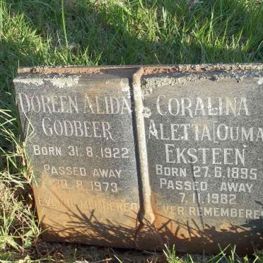 EKSTEEN Coralina Aletta 1895-19882 :: GODBEER Doreen Alida 1922-1973