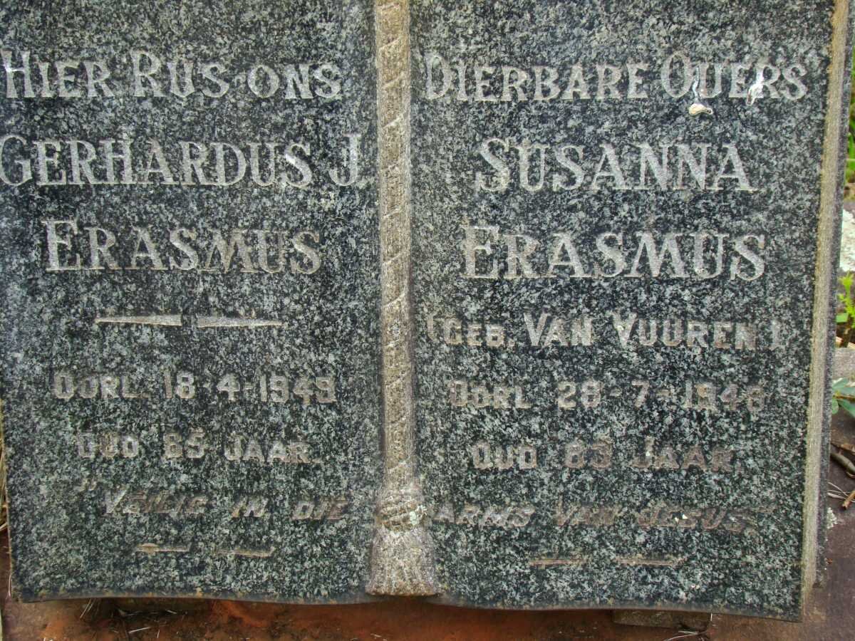 ERASMUS Gerhardus J. -1949 &amp; Susanna VAN VUUREN -1948