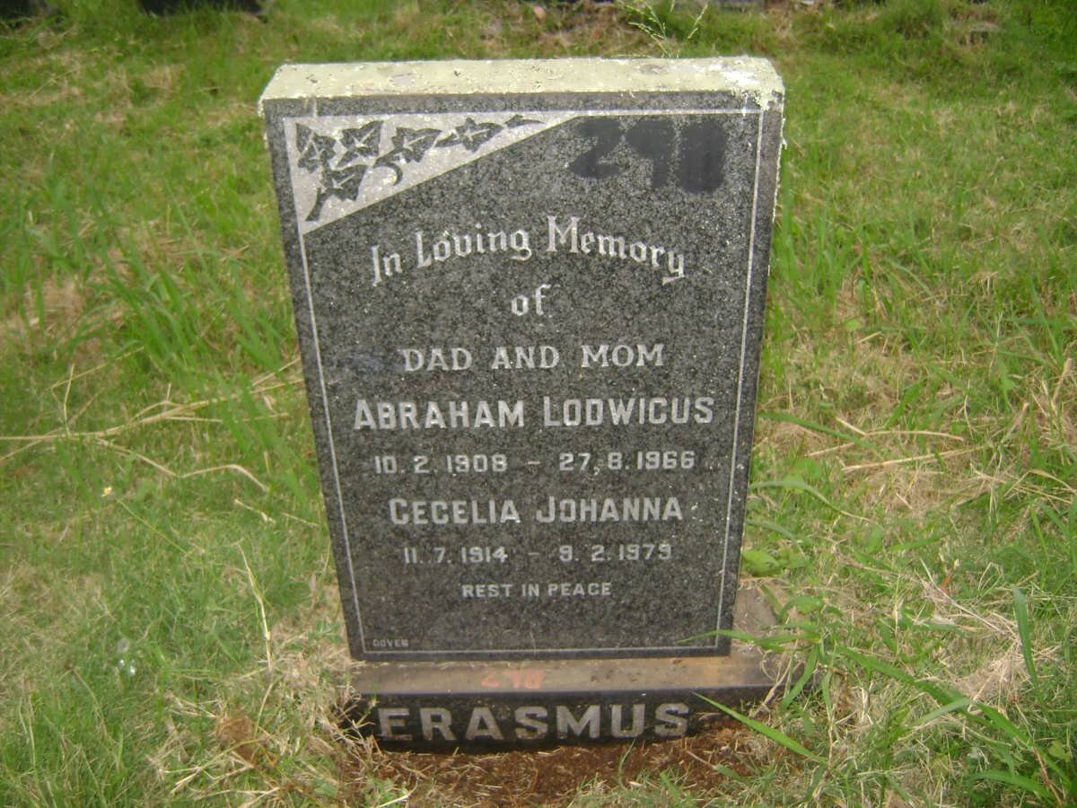 ERASMUS Abraham Lodwicus 1908-1966 &amp; Cecelia Johanna 1914-1979