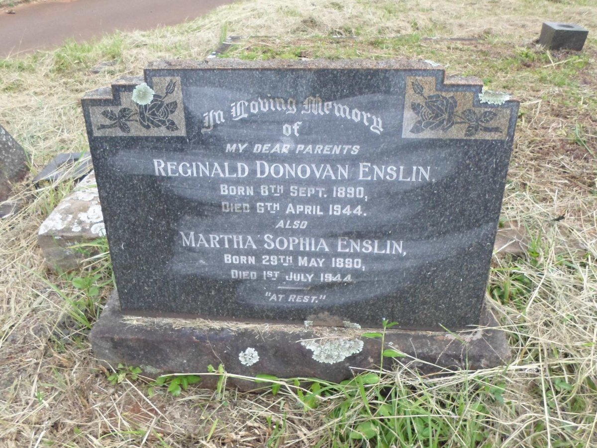 ENSLIN Reginald Donovan 1890-1944 &amp; Martha Sophia 1890-1944