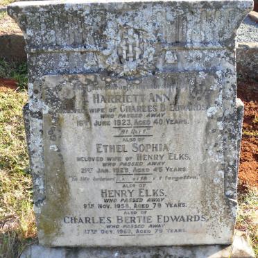 EDWARDS Charles Bertie -1960 &amp; Harriett Ann -1923 :: ELKS Henry -1958 &amp; Ethel Sophia -1929
