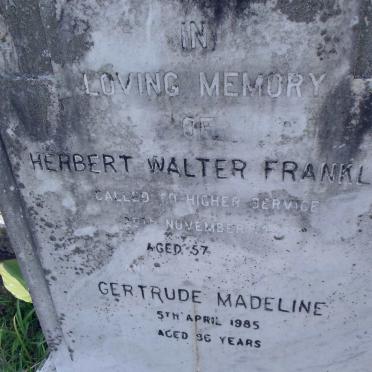FRANKLIN Herbert Walter -1940 &amp; Gertrude Madeline -1985