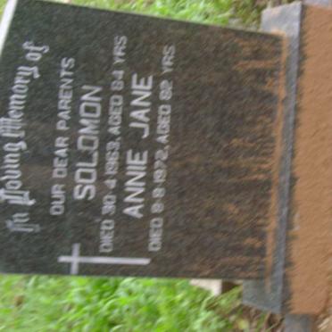 GREEVES Solomon -1963 &amp; Annie Jane -1972