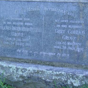 GROVE Stephanus Igenatius Petrus 1893-1955 :: GROVE Gert Conrad 1920-1932