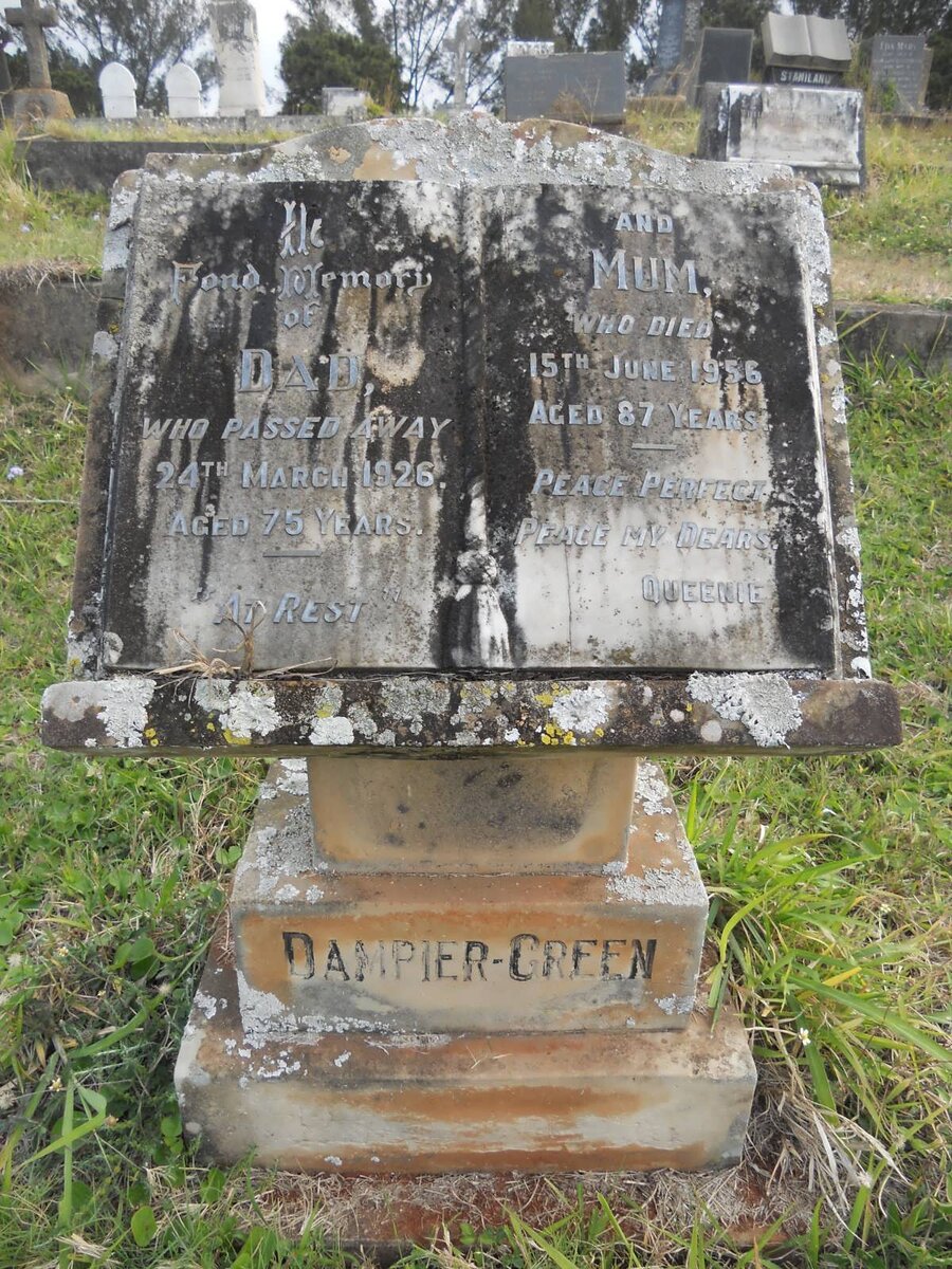 GREEN John Dampier -1926 &amp; Eliza Lucy -1956