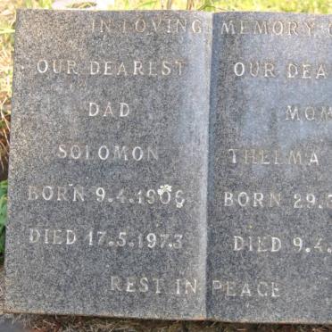 GROBLER Solomon 1906-1973 &amp; Thelma Jane 1908-1974