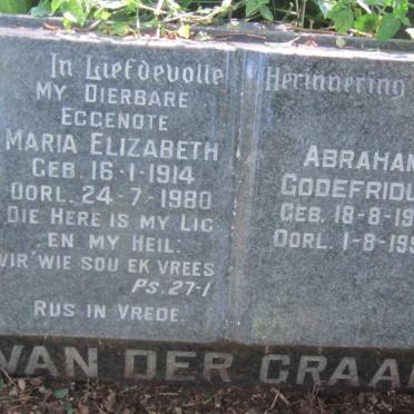 GRAAF Abraham Godefridus, van der 1912-1995 &amp; Maria Elizabeth 1914-1980