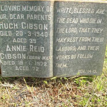 GIBSON Hugh -1940 &amp; Anne Reid WATT -1972