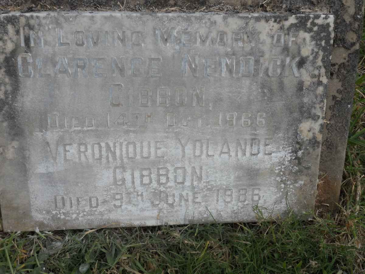 GIBBON Clarence Nemdick -1966 &amp; Veronique Yolandee -1986
