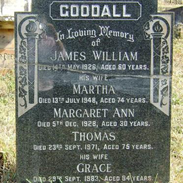 GOODALL James William -1926 &amp; Martha -1948 :: GOODALL Margaret Anne -1928 :: GOODALL Thomas -1971 &amp; GOODALL Grace -1983