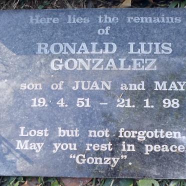 GONZALES Juan Victor 1877-1935 &amp; Olive Amelia 1883-1948 :: GONZALEZ Ronald Luis 1951-1998
