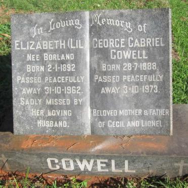 GOWELL George Gabriel 1888-1973 &amp; Elizabeth BORLAND 1892-1962