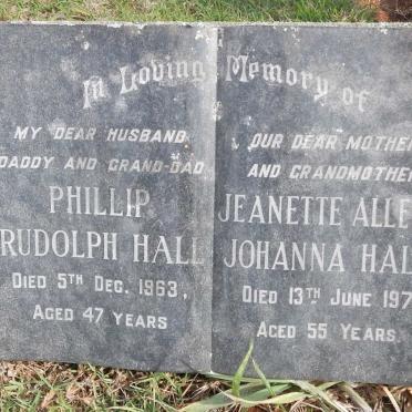 HALL Phillip Rudolph -1963 &amp; Jeanette Alletta Johanna -1974