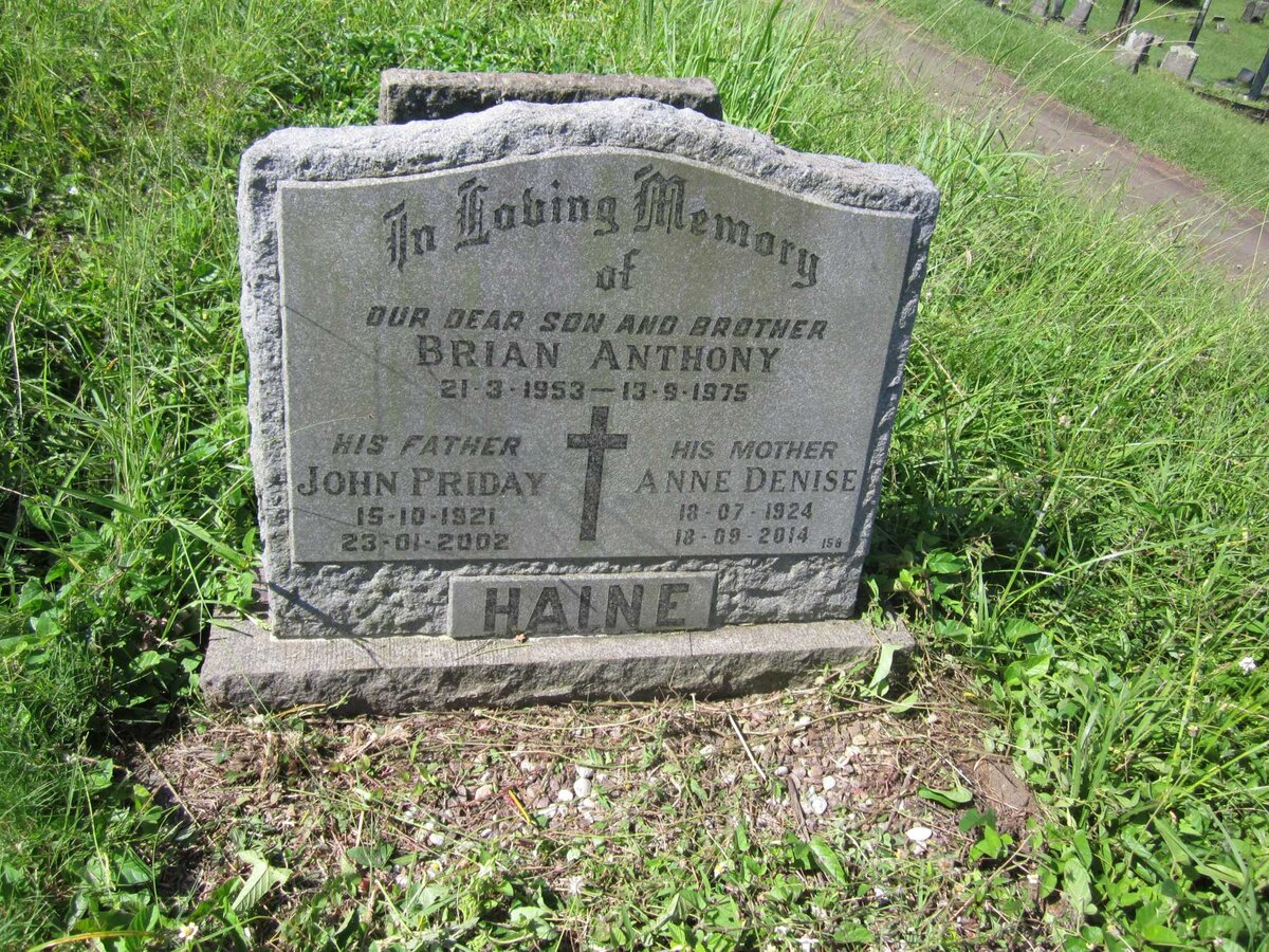 HAINE John Priday 1921-2002 &amp; Anne Denise 1924-2014 :: HAINE Brian Anthony 1953-1975