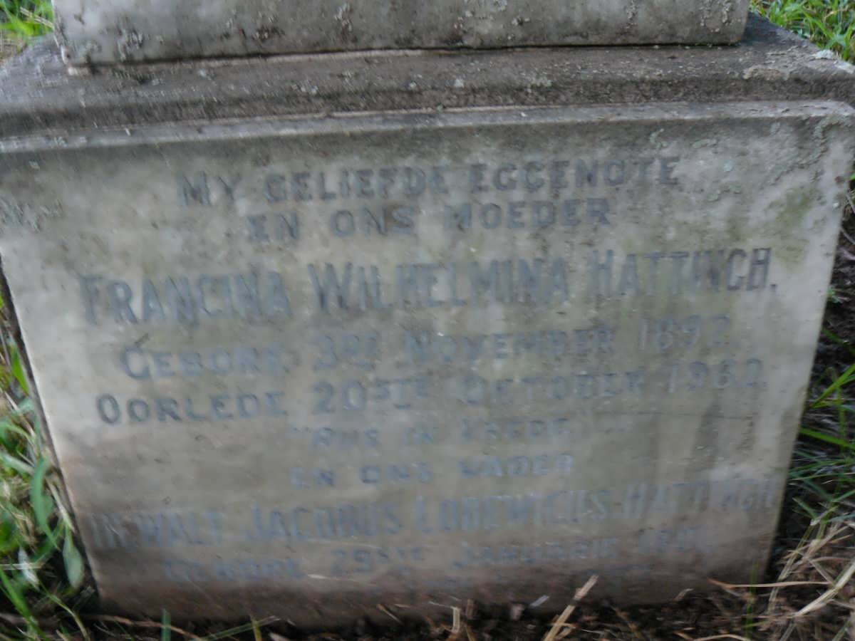 HATTINGH Dewalt Jacobus Lodewicus -1967 &amp; Francina Wilhelmina 1892-1962 :: HATTINGH Francina Wilhelmina 1921-1931