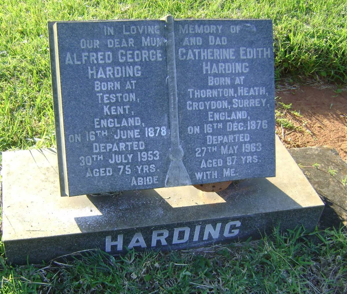 HARDING Alfred George 1878-1953 &amp; Catherine Edith 1876-1963