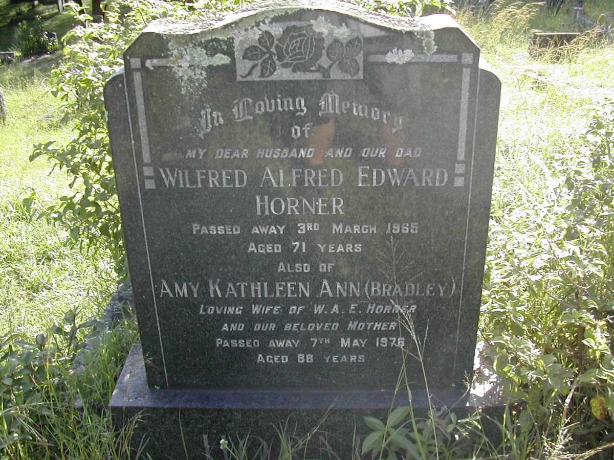 HORNER Wilfred Alfred Edward -1965 &amp; Amy Kathleen Ann BRADLEY -1976