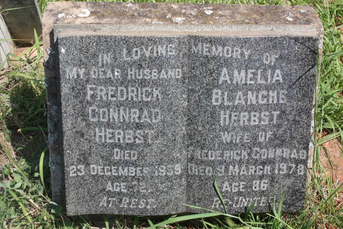 HERBST Frederick Connrad -1959 &amp; Amelia Blanche -1978