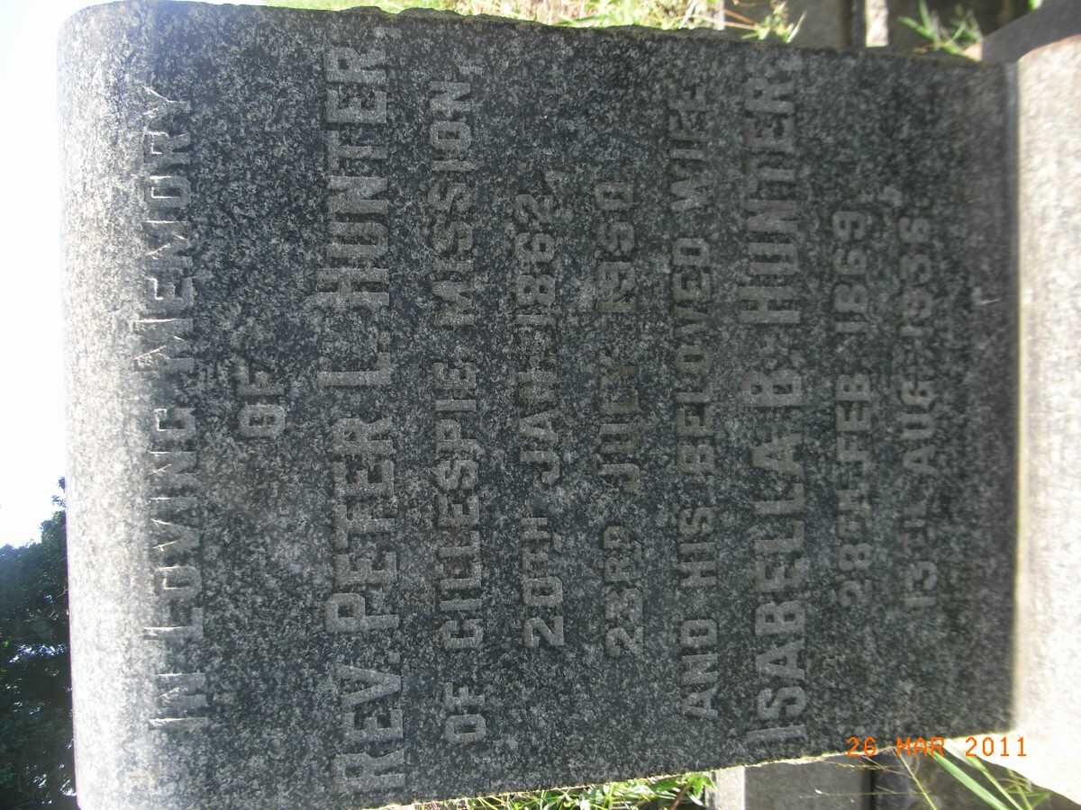 HUNTER Peter L. 1862-1950 &amp; Isabella B. 1869-1936 