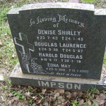 IMPSON Harold Douglas 1917-1978 :: IMPSON Edna May 1919-2000 :: IMPSON Denise Shirley 1943-1945