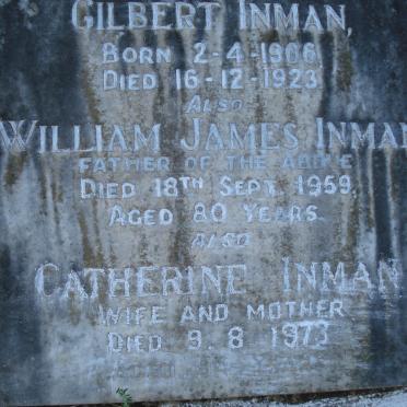 INMAN Gilbert 1906-1923 :: INMAN William James -1959 &amp; Catherine -1973