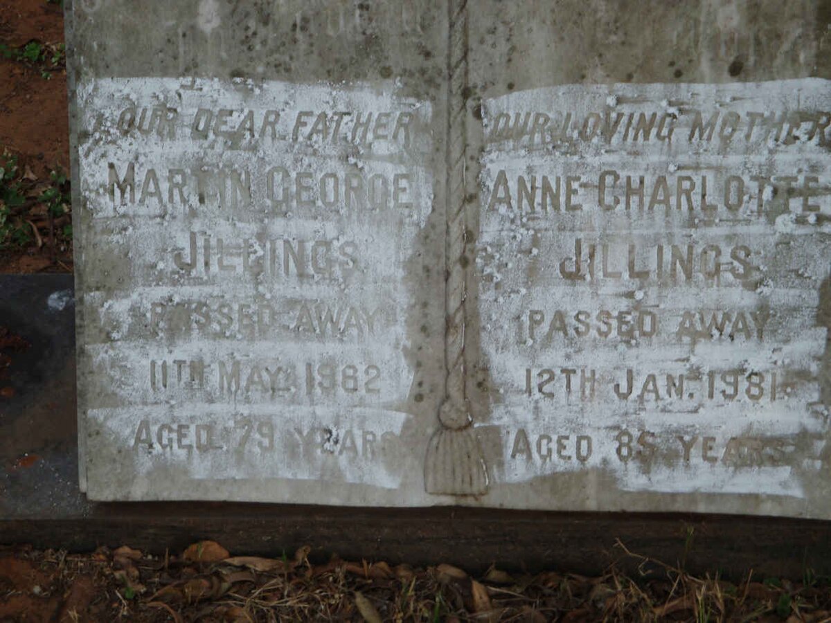 JILLINGS Martyn George -1962 &amp; Anne Charlotte -1981